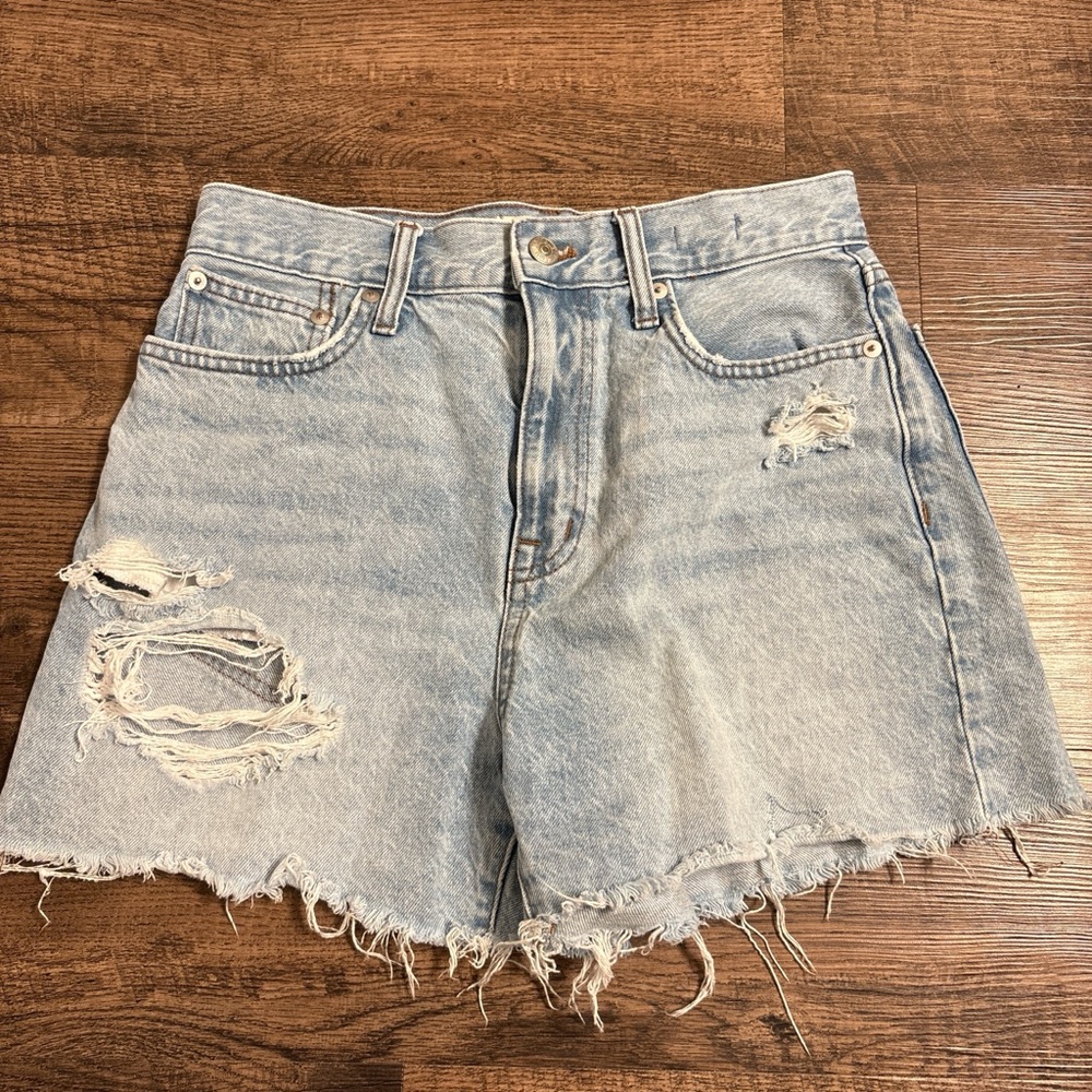 Madewell Light Blue Ripped Jean Shorts